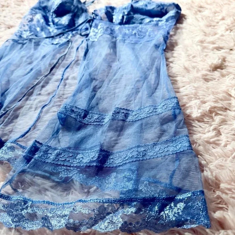 Whimsical Angel Core Coquette Twee Princess Sheer Tie Front Lingerie Womens XS